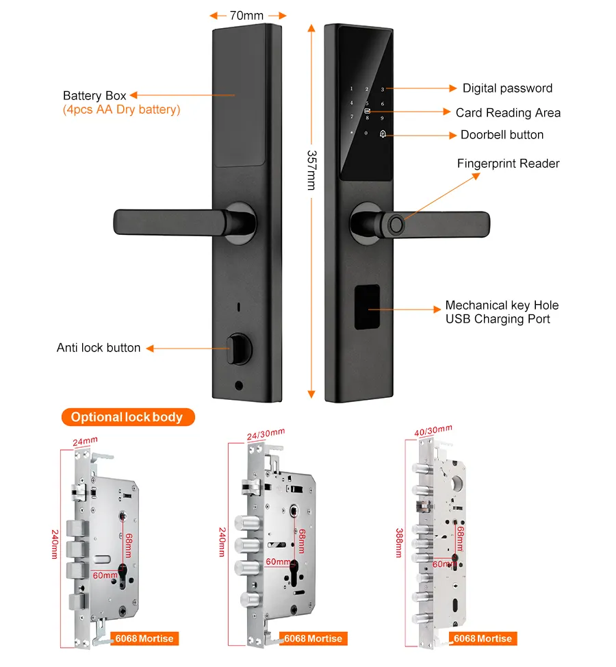 SAIJIA Tuya Biometric Fingerprint Smart Lock Zigbee Wifi APP Card Key Unlock Cerraduras Inteligentes Security Smart Door Lock · image 6