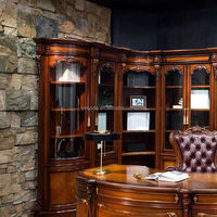 Baroque américain classique Gestionnaire de bureau Bureau en bois Forme en L Bibliothèque design Forme incurvée Bureau du PDG Table d'ordinateur Bureau de bureau