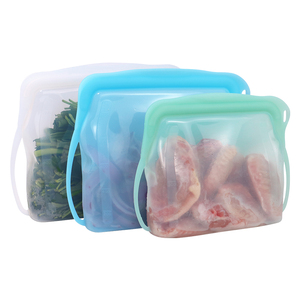 1000 ml 500ml tái sử dụng Silicon thực phẩm Túi Microwaveable Tủ đông Silicone thực phẩm lưu trữ Zip túi cho Trái Cây Rau bánh sandwich đồ ăn nhẹ - Product Image 1