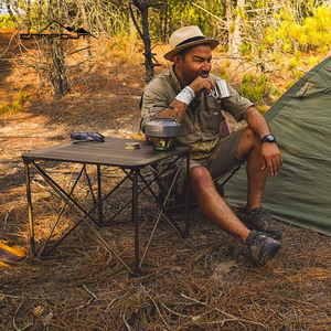 Mesa Plegable para Exteriores Campout 7075, Mesa de Camping Rectangular Portátil de Aluminio, 69.5x69.5x56cm, Plegable, Plateada - Product Image 3