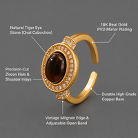 Bague JinSpark 'Infinity Fortune' avec pièces de monnaie entrelacées, zircon marquise, plaqué or, talisman de luxe pour la prospérité, pour femme