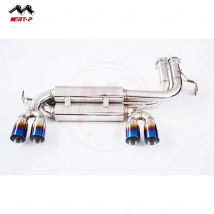 MerTop Racing Performance SS304 B*M*W M3 E46 3.2L Coupe with blue tips 1999-2006 Exhaust CatBack