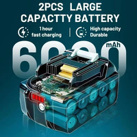Batería de Iones de Litio Recargable de 18V 6000mAh BL1860B, Reemplazo de Estado Sólido para Herramientas Eléctricas Inalámbricas, 32 Celdas, 1500 Ciclos