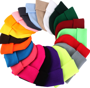 Bonnet en tricot 100 % acrylique personnalisé avec logo, vente en gros, bonnets unis - Product Image 1