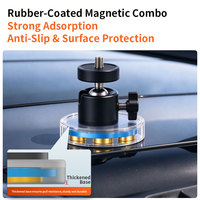 Support de caméra magnétique compatible avec base recouverte de silicone en caoutchouc, support de montage en alliage d'aluminium avec filetage de 1/4 pouce, finition noire