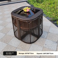 Ensemble de table et chaises de jardin Dingshuai, style chinois moderne, en rotin, amovible, pour cour, balcon, extérieur