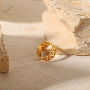 Anillos Ajustables de Acero Inoxidable Chapados en Oro al por Mayor para Mujer con Esmalte Colorido - Product Image 4
