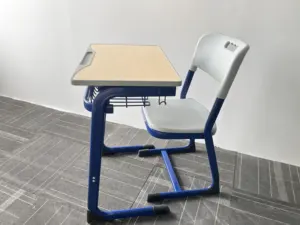 Conjunto de muebles escolares para aula, escritorio y silla para estudiantes, mesa de lectura de universidad, sillas para educación, individual de madera PP de plástico