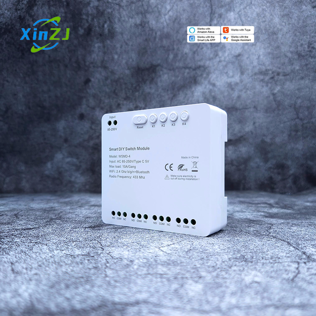 XZJ  Tuya WiFi 10A  Switch Breaker Module 4 CH Light Switch DIY Module Smart Switch Wifi Module