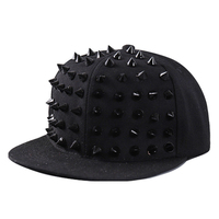Gorra Snapback de Hip Hop con Púas Doradas y Bordado a Mano, Gorra Plana para Rapper, Unisex, Estilo Punk Rock, Streetwear, Clubwear, Gorra de Béisbol