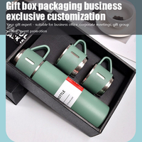 Ensemble de flacons à vide thermo en acier inoxydable de 500ml/17 OZ, bouteille d'eau isolée avec trois tasses pour boissons chaudes et froides