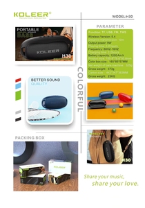 ลำโพง <span class=keywords><strong>KOLEER</strong></span> H30 ขายดี เสียงสเตอริโอคุณภาพเยี่ยม ฟังก์ชั่นหลากหลาย HiFi สำหรับใช้งานกลางแจ้ง ลำโพงไร้สายพกพา - Product Image 6
