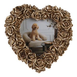 Rosette Heart Shape Decorative Photo <b>Frame</b> 4x4 In Wall Tabletop Living Room Metal <b>Frame</b> - Product Image 1