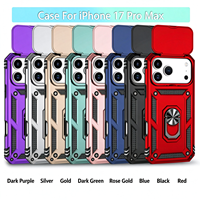Coque de protection antichoc en PC mat avec fenêtre et anneau support pour iPhone 14/15/16/17 Pro Max