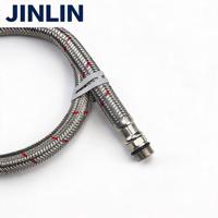 Tuyau tressé flexible JINLIN en acier inoxydable 304 de 1/2 pouce, anti-fuite et résistant aux éclats, pour salle de bain, toilettes et chauffe-eau