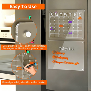 モダンなアクリル製プランナーカレンダー、形状磁気ステッカー付きメッセージボード、冷蔵庫マグネット - Product Image 6