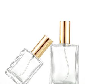 In Stock 30ML 50ML 100ML Glass Luxury Flat Square Transparent Perfume Spray Bottle With Screw Lid for <strong>Pefume</strong> <strong>Packaging</strong> Wholesale - Product Image 4