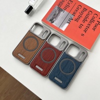 Coque de téléphone portable de luxe haut de gamme en grain de bois pour iPhone 17 ProMax avec fixation magnétique sans bordure, compatible 16 Pro 15 14 13