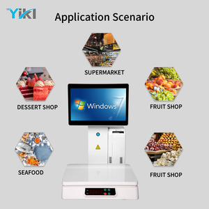 Peso de la ventana digital del cajero en una báscula POS combinada <span class=keywords><strong>con</strong></span> máquina de código de barras báscula electrónica de supermercado sistema POS táctil - Product Image 6