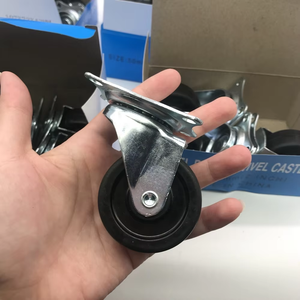 2 Zoll Ersatz-Möbelrollen 50mm Schwarz Ohne Lager Industrielle Gummiräder mit Seitenbremse - Product Image 2