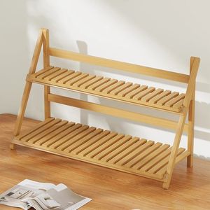 Desktop Storage Rack 2 Tier Wood Organizer For <b>Desk</b> Office Living Room Neatening <b>Shelf</b> Simple Style Rectangle Standing Type - Product Image 3