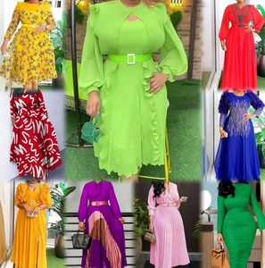Robe florale imprimée à manches longues <span class=keywords><strong>et</strong></span> <span class=keywords><strong>taille</strong></span> haute, nouvelle collection, prix de gros, vêtements africains pour femmes, grandes tailles - Product Image 3
