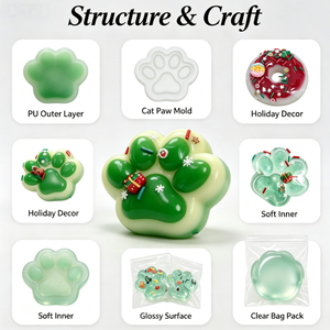Jouet Squishy Patte de Chat Fourniture d'Usine, Jouet à Presser Doux pour Noël et Halloween, Jouet Anti-Stress Fidget pour Faveur de Fête - Product Image 3