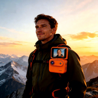 Cámara de Acción HD 1080P con Pantalla Abatible, Lente Gran Angular de 143°, Estabilización WiFi, Resistente al Agua hasta 30 m, MicroSD, para Ciclismo, Aventuras y Vlogging