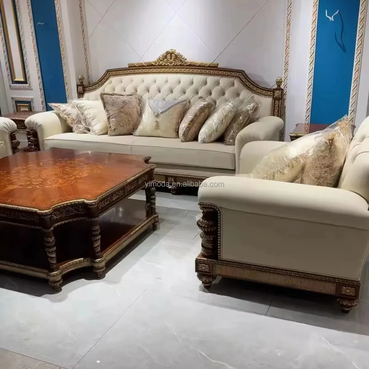 European style royal victorian vintage classic sofa furniture luxury classic carved solid wood sofa set