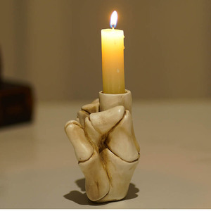 ใหม่เรซินแบบกำหนดเองเสน่ห์ของกะโหลกศีรษะบารอนของขวัญฮาโลวีนเชิงเทียนนิ้วกลางเชิงเทียนที่ใส่โครงกระดูกเรซินเชิงเทียน - Product Image 2