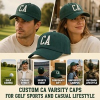 Gorra de Béisbol Estilo Varsity 3D Color Verde Bosque, 6 Paneles, Algodón, Logotipo Bordado Personalizado para Hombre, Deportes al Aire Libre, MOQ Bajo, Fábrica con Certificación BSCI, DDP