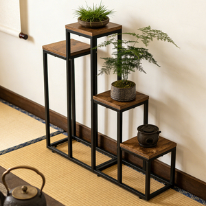 Support de plantes d'angle <span class=keywords><strong>sur</strong></span> <span class=keywords><strong>pied</strong></span> <span class=keywords><strong>en</strong></span> métal et <span class=keywords><strong>bois</strong></span> pour pot de fleurs, idéal pour la décoration intérieure - Product Image 2