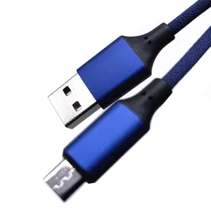 Cable Micro USB de nailon trenzado, Cable de datos de carga rápida, 1M, 2M, 3M, 3 pies, 6 pies, 10 pies, 3a, venta al por mayor de fábrica