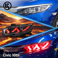 Phare LED LS pour Honda Civic 10ème génération 2016-2021, projecteur DRL rouge, ensemble de phares avant, accessoires de voiture