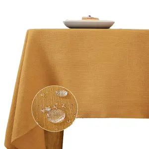 Factory Price 140*180 Cm Gold 320g Faux Linen Solid Color Rectangular Table Linens Party Tablecloths Wedding