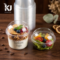 Bol à Açaï Personnalisé en PET 8-32oz, Contenant en Plastique avec Couvercles Plats ou Dôme pour Salade de Fruits, Bols Transparents Jetables pour Açaï
