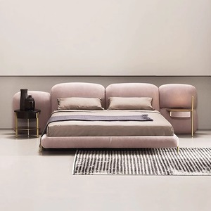 Cama Redonda Giratoria de Lujo Moderna Italiana, con Base Redonda y Colchón King Size, Diseño de Lujo Suave, Estilo Senna - Product Image 1
