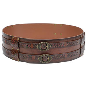 Ceinture de <span class=keywords><strong>Chevalier</strong></span> Viking pour Fêtes Cosplay, Style Rétro, Accessoire de Cosplay, Armure en Cuir PU, Ceinture Médiévale à Rivets pour Fêtes et Jeux, Marron Foncé - Product Image 1