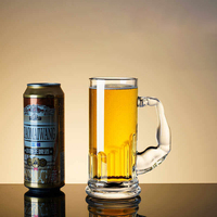 Verre sans plomb 500ML 600ML, design créatif, style américain, avec poignée musculaire, robuste, transparent, pour bière