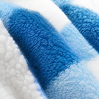 Plaid de luxe réversible en flanelle imprimée et sherpa, double couche, motif pied-de-poule bleu premium, chaud, pour l'hiver, la maison et la décoration de lit, toutes tailles