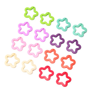 Colgante perforado de 30mm, llavero de estrella de cinco puntas de Color sólido acrílico, accesorios de joyería, Material colgante, estrella de Color - Product Image 5