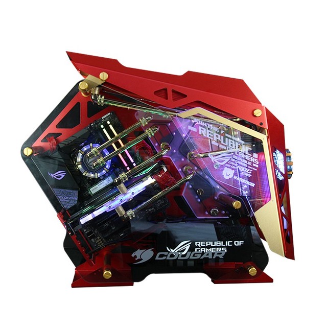 Gujia Conqueror Alien Mid Tower ATX Full Aluminum Open Case with Fan Gaming Anime Theme Custom Color Anodized in Stock