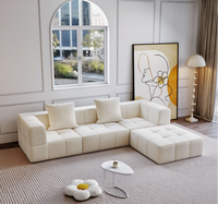Canapé modulaire sectionnel en tissu écologique en forme de L, durable, compressé sous vide, idéal pour appartement et villa, directement de l'usine