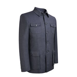 En stock – Costume d'affaires haut de gamme pour homme, simple boutonnage, gris foncé, sergé teint en fil, taille XL, braguette zippée – Vente en gros de costumes pour homme grandes tailles - Product Image 3