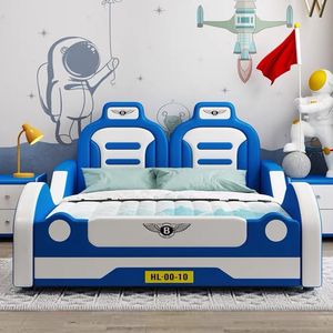 <span class=keywords><strong>Letto</strong></span> per Bambini Minimalista in Legno Massello a Forma di Auto da Corsa con Rivestimento in Pelle PU e Vano Portaoggetti, <span class=keywords><strong>Letto</strong></span> <span class=keywords><strong>Matrimoniale</strong></span> di Lusso per Ragazzi con Luci e Suoni - Product Image 5