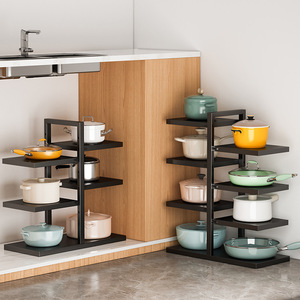 धातु लोहे का रसोई भंडारण शेल्फ कुकवेयर रैक पॉट ढक्कन के साथ खड़ा रसोई भंडारण धारक और रैक आयोजक - Product Image 5