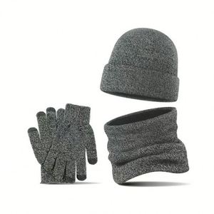 3Pcs Winter <b>Hat</b> Set Knit <b>Beanie</b> Touch Screen Gloves Long Scarf Xmas for Women Men Promotional Gift - Product Image 4