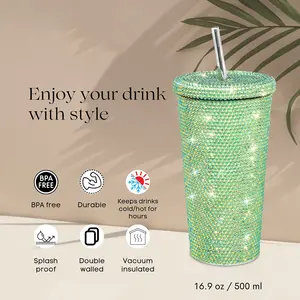 Bouteille d'eau isotherme double paroi brillante effet diamant de Noël, 500 ml, vente en gros - Product Image 6