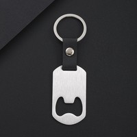 Nouvel ouvre-bouteille en acier inoxydable avec boucle en cuir, porte-clés tendance pour femme de bureau, matériau vierge pour gravure laser UV transfrontalière