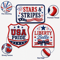 Patch personnalisé à faible MOQ, motif USA Pride, écusson brodé étoiles et rayures, logo patriotique Liberty Belle pour vêtements et chapeaux